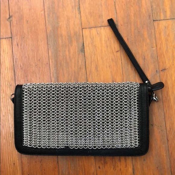 Nasty Gal Handbags - NEW NASTYGAL Leather Silver Chain Crossbody Clutch
